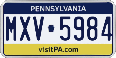 PA license plate MXV5984