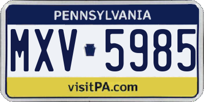PA license plate MXV5985