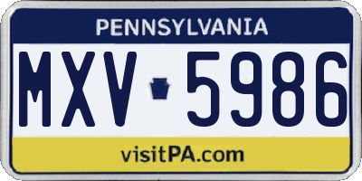 PA license plate MXV5986