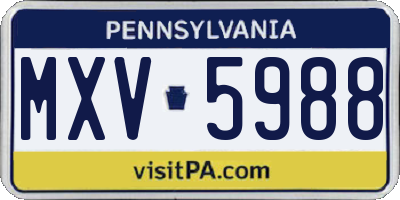 PA license plate MXV5988
