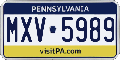 PA license plate MXV5989