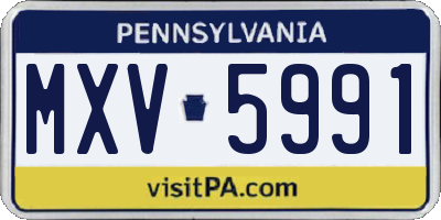 PA license plate MXV5991