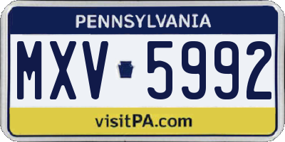 PA license plate MXV5992