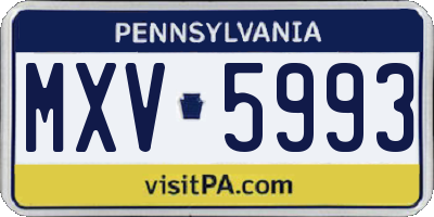PA license plate MXV5993