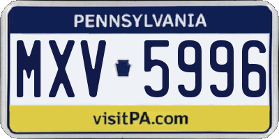 PA license plate MXV5996