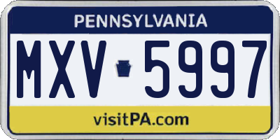 PA license plate MXV5997