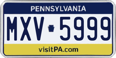 PA license plate MXV5999
