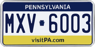 PA license plate MXV6003