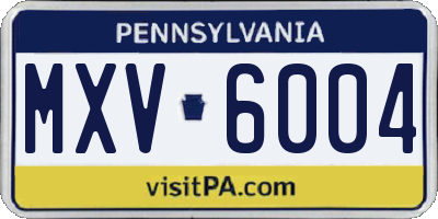 PA license plate MXV6004