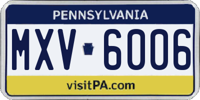 PA license plate MXV6006