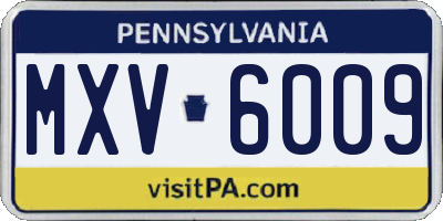 PA license plate MXV6009