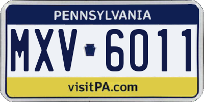 PA license plate MXV6011