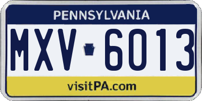 PA license plate MXV6013