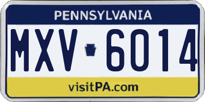 PA license plate MXV6014