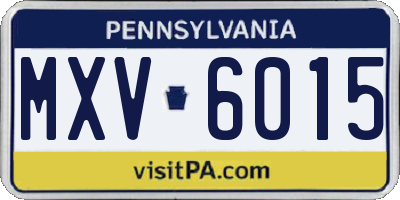 PA license plate MXV6015