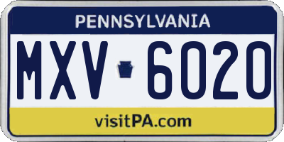 PA license plate MXV6020