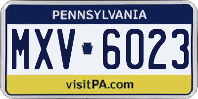 PA license plate MXV6023
