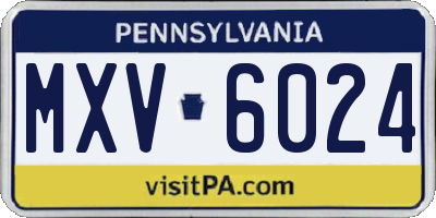 PA license plate MXV6024