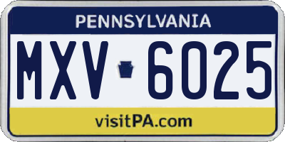 PA license plate MXV6025