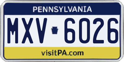 PA license plate MXV6026