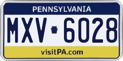 PA license plate MXV6028
