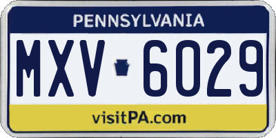 PA license plate MXV6029