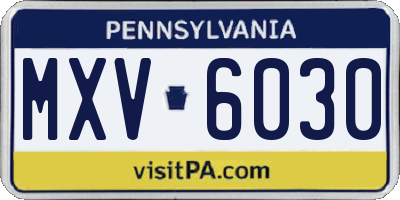 PA license plate MXV6030