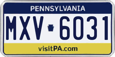 PA license plate MXV6031