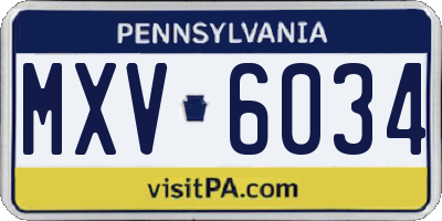 PA license plate MXV6034