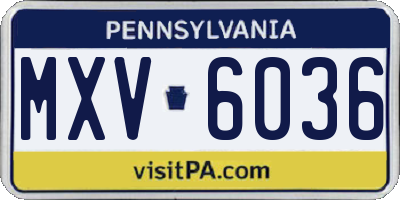 PA license plate MXV6036