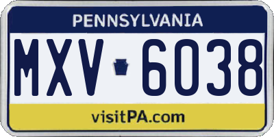 PA license plate MXV6038