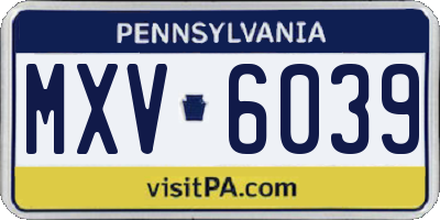PA license plate MXV6039