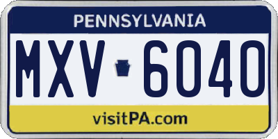 PA license plate MXV6040