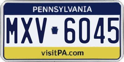 PA license plate MXV6045
