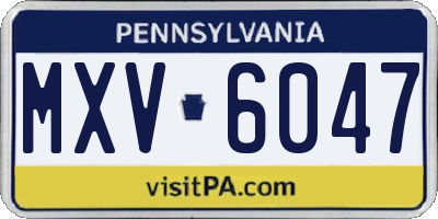 PA license plate MXV6047