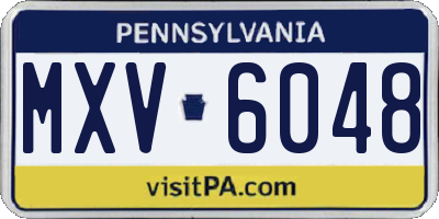 PA license plate MXV6048