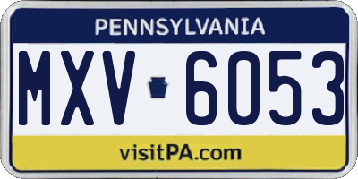 PA license plate MXV6053
