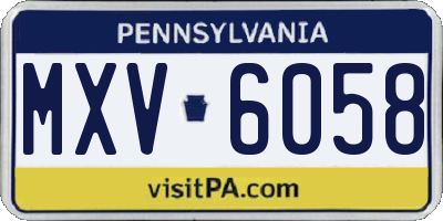 PA license plate MXV6058