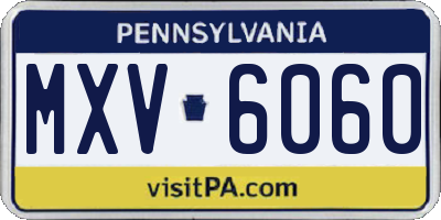 PA license plate MXV6060
