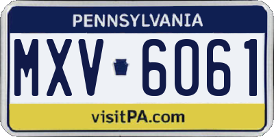 PA license plate MXV6061