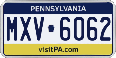 PA license plate MXV6062