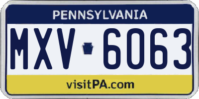 PA license plate MXV6063