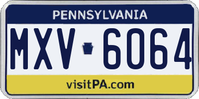 PA license plate MXV6064