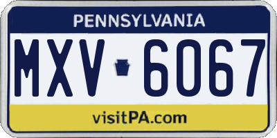 PA license plate MXV6067