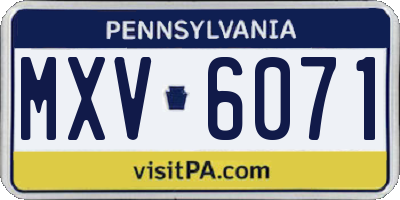 PA license plate MXV6071