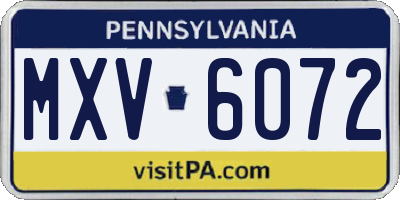 PA license plate MXV6072