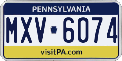 PA license plate MXV6074