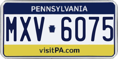 PA license plate MXV6075