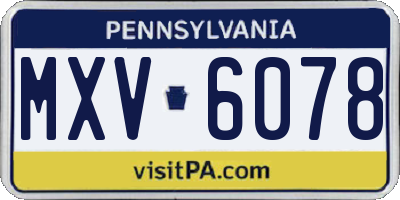PA license plate MXV6078