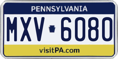 PA license plate MXV6080